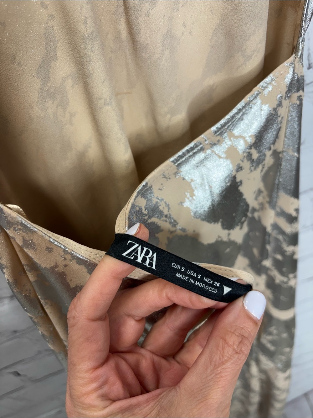 ZARA FOIL PRINT SLIP DRESS - Picture 8 of 9
